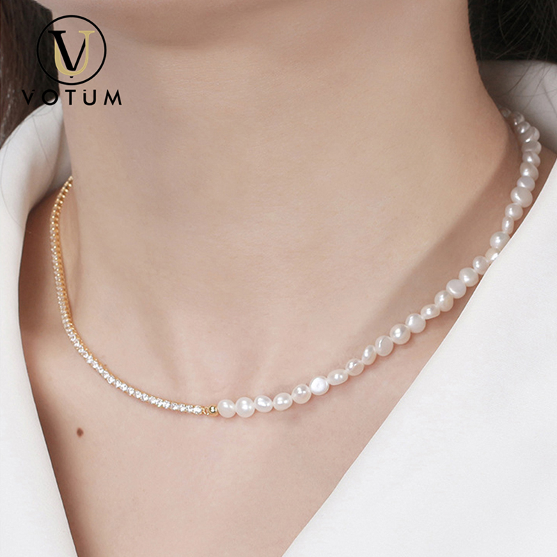 Votum Pearl Moissanite Necklace S925 Gold Plated